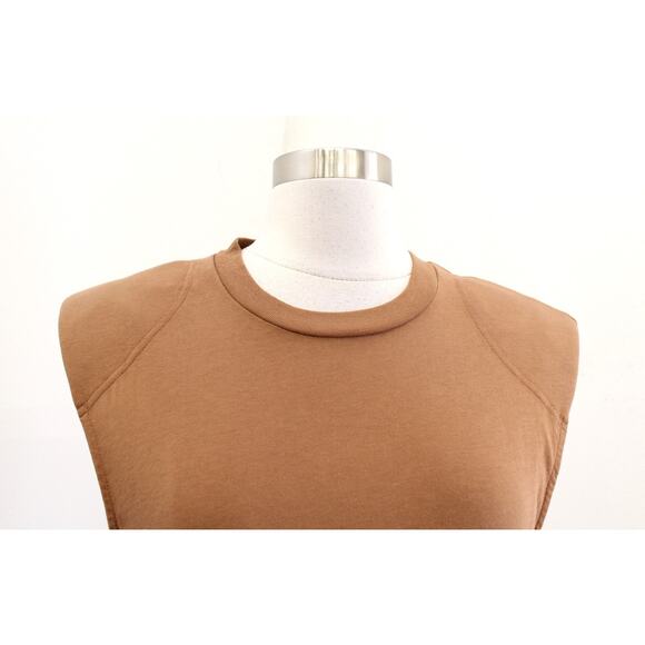 Tibi Camel Tan Padded Shoulder Sleeveless Muscle Style Top Tee Shirt Size XS - Picture 4 of 7
